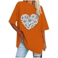 thumbnail image 1 of WREESH Oversized Casual T-Shirts Women's Short Sleeve Round-Neck Graphic Tops Orange, 1 of 5