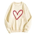 thumbnail image 1 of WREESH Oversized Sweatshirt for Women Crewneck Pullover Heart Graphic Loose Spring Tops Valentine Gifts Beige, 1 of 5