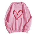 thumbnail image 1 of WREESH Oversized Sweatshirt for Women Crewneck Pullover Heart Graphic Loose Spring Tops Valentine Gifts Pink, 1 of 5