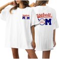 thumbnail image 1 of WREESH Oversized T-Shirt Women's Short Sleeve Baseball Shirt Front and Back Print Top White, 1 of 5