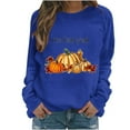 thumbnail image 1 of WREESH Oversized Women's Long Sleeve Shirts Thanksgiving Pumpkin Graphic Tees Casual Fall Tops 2025 Blue, 1 of 4
