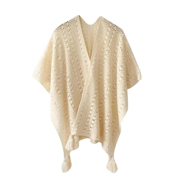 WREESH Oversized Women's Shawl Wraps, Open Front Shawl Wraps Cape Casual Cardigan Scarf for Fall Winter Beige