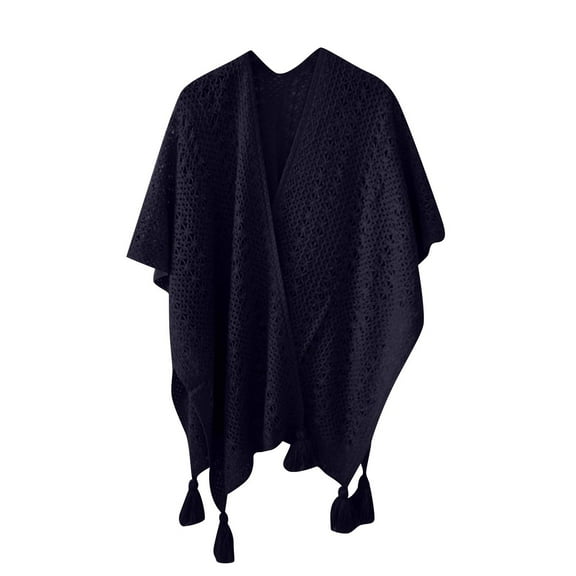 WREESH Oversized Women's Shawl Wraps, Open Front Shawl Wraps Cape Casual Cardigan Scarf for Fall Winter Black