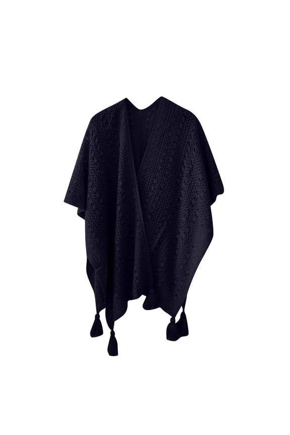 Oversized Women's Shawl Wraps, Open Front Shawl Wraps Cape Casual Cardigan Scarf for Fall Winter Black