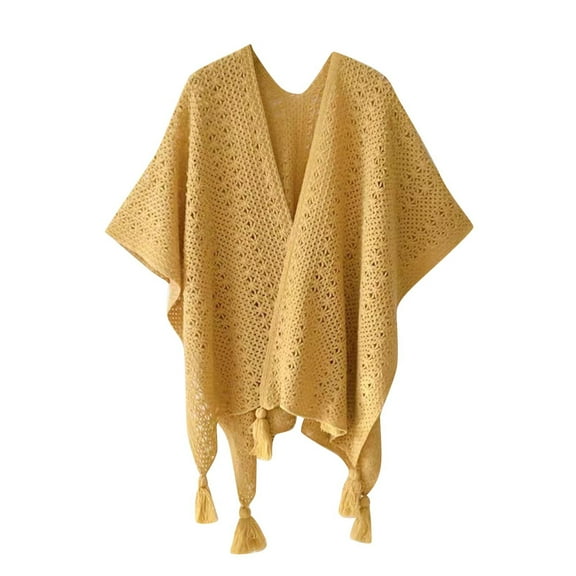 WREESH Oversized Women's Shawl Wraps, Open Front Shawl Wraps Cape Casual Cardigan Scarf for Fall Winter Yellow