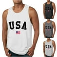 thumbnail image 1 of WREESH Patriotic Fitness Tops Men's Round Neck Graphic Tank Top Summer Casual Fashion Shirts Black, 1 of 4