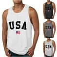 thumbnail image 1 of WREESH Patriotic Fitness Tops Men's Round Neck Graphic Tank Top Summer Casual Fashion Shirts Gray, 1 of 4