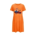 thumbnail image 1 of WREESH Patriotic Sleepwear Women's Short Pajama Skirt Independence Day Print Short Sleeves T-Shirt Dresses Orange, 1 of 7