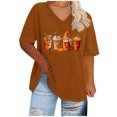 thumbnail image 1 of WREESH Plus Size Women Thanksgiving Shirt Ice Cream Graphic Tees Tops Casual Short Sleeve V Neck T Shirts Orange, 1 of 5