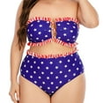 thumbnail image 1 of WREESH Plus Size Women's High Waisted Bikini Swimsuit American Flag Bandeau Top and Skirted Bottoms for a Festive Beach Look Purple, 1 of 6