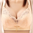 thumbnail image 1 of WREESH Push-Up Bra Adaptive Bra Women No Underwire Bras Printed Gathered Middle Button Breathable Underwear Daily Bra Underwear Beige, 1 of 4