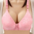 thumbnail image 1 of WREESH Push-Up Bra Women No Underwire Bras Printed Gathered Middle Button Breathable Underwear Daily Bra Plunge Bra Underwear Hot Pink, 1 of 6