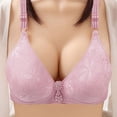 thumbnail image 1 of WREESH Push-Up Bra Women No Underwire Bras Printed Gathered Middle Button Breathable Underwear Daily Bra Plunge Bra Underwear Pink, 1 of 6