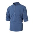 thumbnail image 1 of WREESH Men's Striped Button-Down Shirt Short Sleeve Casual Office Wear, Classic Fit with Contrast Collar & Button Placket, 1 of 8