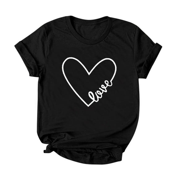 WREESH Romantic Men's Short Sleeve T-Shirt Valentine's Day Letter Print for Couples Black