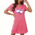 thumbnail image 1 of WREESH Sleep Shirts for Women Short Sleeve Heart Printed Night Shirts for Sleeping Pullover Nightgown Soft Comfortable Nightdress Hot Pink, 1 of 3