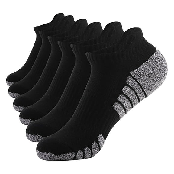 WREESH Socks For Unisex Running Socks 6 Pairs Men Low Canister Take A Walktowel Cotton Breathable Socks Black