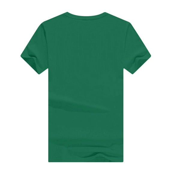 WREESH Solid Color Round Neck T-Shirts Women's Fashion Loose Short Sleeve Summer Tops Green