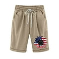 thumbnail image 1 of WREESH Summer Casual Shorts for Women 4th of July Print Elastic Waist with Pockets Lightweight Shorts Khaki, 1 of 5