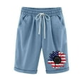 thumbnail image 1 of WREESH Summer Casual Shorts for Women 4th of July Print Elastic Waist with Pockets Lightweight Shorts Light Blue, 1 of 5