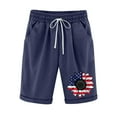 thumbnail image 1 of WREESH Summer Casual Shorts for Women 4th of July Print Elastic Waist with Pockets Lightweight Shorts Navy, 1 of 5