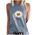 thumbnail image 1 of WREESH Summer Tops Women's Fashion Crew Neck Tank Top with Floral Print Sleeveless Shirts Gray, 1 of 5