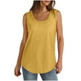 thumbnail image 1 of WREESH Summer Womens Tank Tops Solid Color Round Neck Sleeveless Casual Tee Tops Tank Yellow, 1 of 5