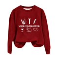 thumbnail image 1 of WREESH Teen Girl's Casual Tops WTF Thanksgiving Crewneck Sweatshirts with Letter Graphic, Fall Tops for Women 2025 Wine, 1 of 4