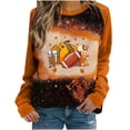 thumbnail image 1 of WREESH Thanksgiving Teen Girl's Fashion Pumpkin Print Bleached Shirts Women's Raglan Long Sleeve Graphic Tees Fall Tops 2025 Orange, 1 of 4
