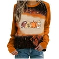 thumbnail image 1 of WREESH Thanksgiving Teen Girl's Fashion Pumpkin Print Bleached Shirts Women's Raglan Long Sleeve Graphic Tees Fall Tops 2025 Orange, 1 of 4