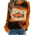 thumbnail image 1 of WREESH Thanksgiving Teen Girl's Fashion Pumpkin Print Bleached Shirts Women's Raglan Long Sleeve Graphic Tees Fall Tops 2025 Orange, 1 of 4