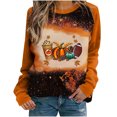thumbnail image 1 of WREESH Thanksgiving Teen Girl's Fashion Pumpkin Print Bleached Shirts Women's Raglan Long Sleeve Graphic Tees Fall Tops 2025 Orange, 1 of 4