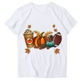 thumbnail image 1 of WREESH Thanksgiving Shirts for Women Casual Crew Neck Tees Short Sleeve Graphic T-Shirts Fall Tops 2025 White, 1 of 4