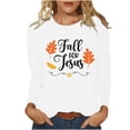 thumbnail image 1 of WREESH Thanksgiving Shirts for Women Long Sleeve V Neck T Shirts Letter Graphic Printed Tees Blouses Casual Fall Tops 2025 White, 1 of 5