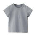 thumbnail image 1 of WREESH Toddler Baby Boys Girls T-Shirts Short Sleeve Shirts Summer Going Out Tops Comfortable Solid Color Cotton T-Shirt Top Gray, 1 of 5