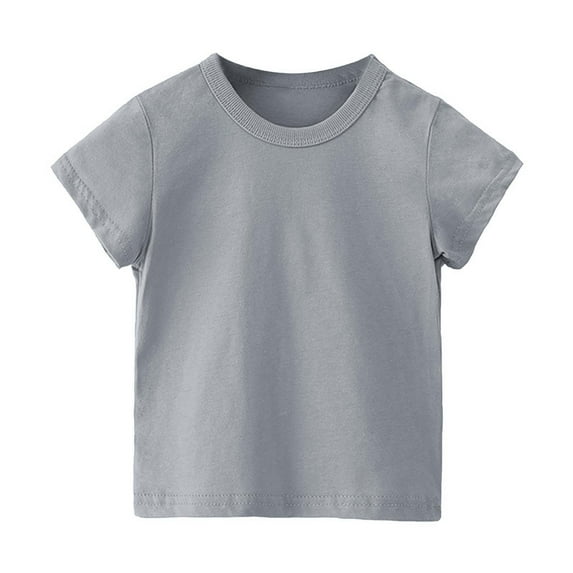 WREESH Toddler Baby Boys Girls T-Shirts Short Sleeve Shirts Summer Going Out Tops Comfortable Solid Color Cotton T-Shirt Top Gray