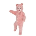 thumbnail image 1 of WREESH Toddler Baby Girl Boy One Pieces Jumpsuits Faux Furry Hooded Romper Cute Bear Onesie Costumes Soft Warm Pajamas Pink, 1 of 4