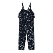 WREESH Toddler Baby Girl Spaghetti Strap Jumpsuit Fashion Printed Romper Casual Sleeveless Onesie Ummer Beach Overalls Kids One Pieces Long Pants Black B