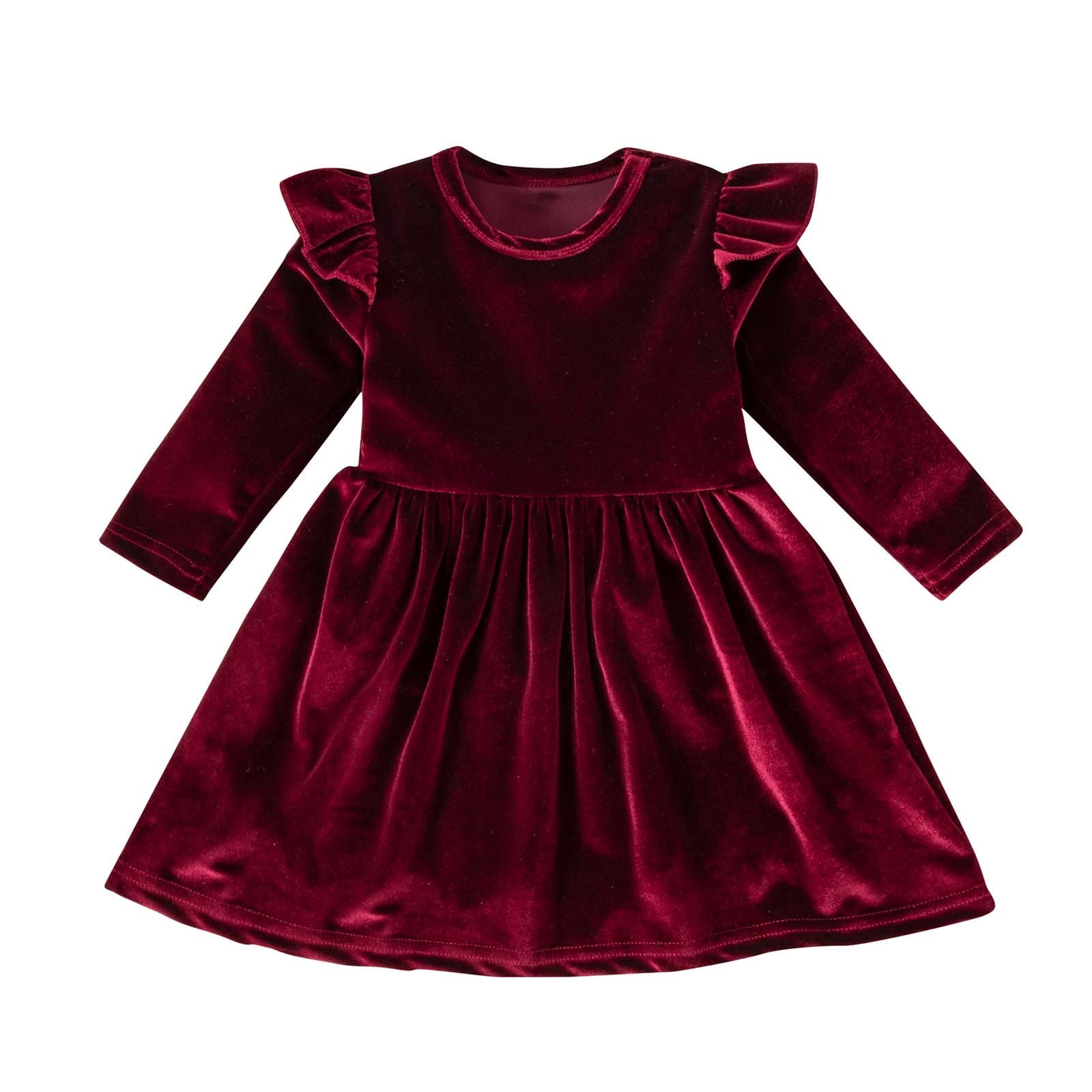 Kids Maroon Velvet Ruffled Set Kids Maroon Velvet Ruffled Set