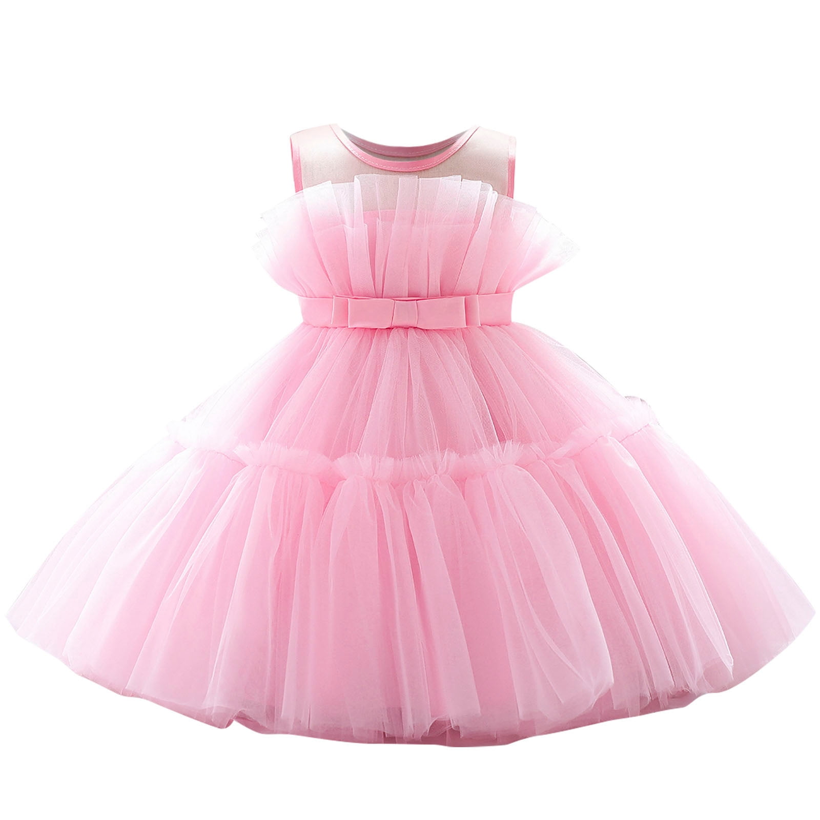 WREESH Toddler Girls Birthday Party Gowns Embroidery Satin Dress Rhinestone  Bowknot Long Dresses Baby Clothes Pink - Walmart.com