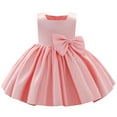 thumbnail image 1 of WREESH Toddler Girls Formal Dress Prom Dress Solid Color Satin Embroidery Rhinestone Bowknot Birthday Party Gown Long Dresses Pink, 1 of 10