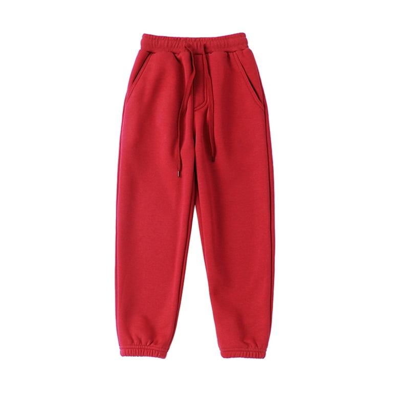 WREESH Toddler Kids Baby Boys Girls Sweatpants Candy Color Solid Color Leggings Casual Sports Pants Red