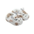 thumbnail image 1 of WREESH Toddler and Kids Girls' Winter Fuzzy Cow Slippers: Warm Indoor Bedroom Shoes with Slip-On Design and Cotton Softness Khaki, 1 of 7
