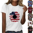 thumbnail image 1 of WREESH Trendy 4th of July Shirts for Women Sunflower Print T-Shirt Crew Neck Short Sleeve Summer Collection Black, 1 of 4