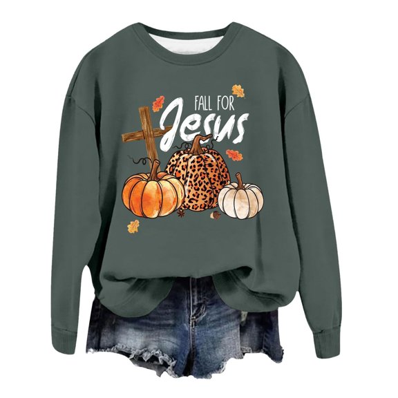WREESH Thanksgiving Shirts Trendy Fall Sweatshirts for Women 2025, Letter Pumpkin Printed Crewneck Sweatshirts, Loose Casual Pullover Tops Teen Girl Clothes Dark Gray