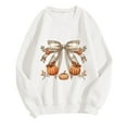 thumbnail image 1 of WREESH Trendy Fall Sweatshirts for Women 2025, Bow Printed Crewneck Sweatshirts, Loose Casual Pullover Tops Teen Girl Clothes White, 1 of 4