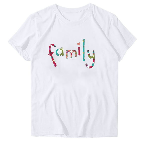 WREESH Trendy Summer Crew Neck T-Shirt for Women Fashion Print Short Sleeve Out Blouse White