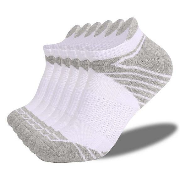 WREESH Unisex Athletic 6 Pairs Ankle Socks, Sweat-Absorbing Breathable Outdoor Sports Socks White