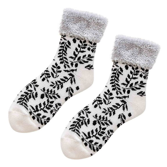 WREESH Unisex Christmas Stockings Long Socks Running Socks Christmas Socks Mid-Tube Thickened Coral Fleece Socks Casual Solid Color Coral Fleece Socks Home Socks E
