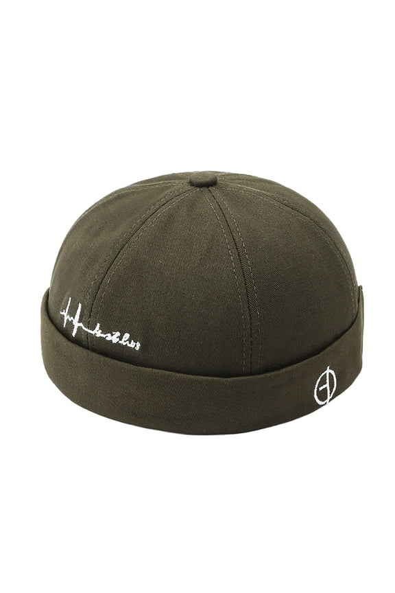 Unisex Dome Beanie Brimless Hip-Hop Street Retro Casual Baseball Sailor Hat for Men and Women Olive Green
